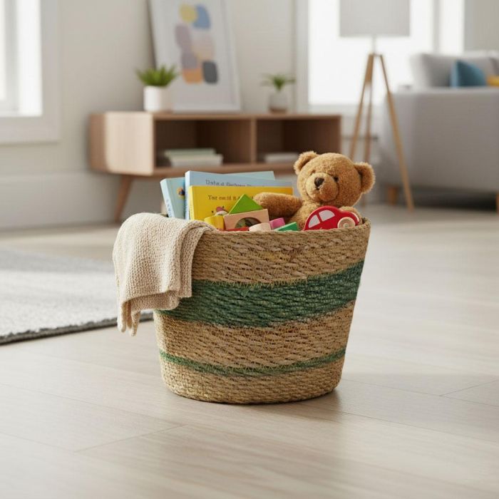 Inde Cesta Almacenamiento Cónica Seagrass 25 cm 9