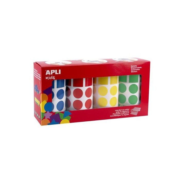 Gomets Apli Rollo 59H Figuras Geom.(Cl.,Tr.,Cd.,Rg.) 20 Mm Pack 4 Rollos (Am-Az-Rj-Vd) 8.260 Uds. (18804)