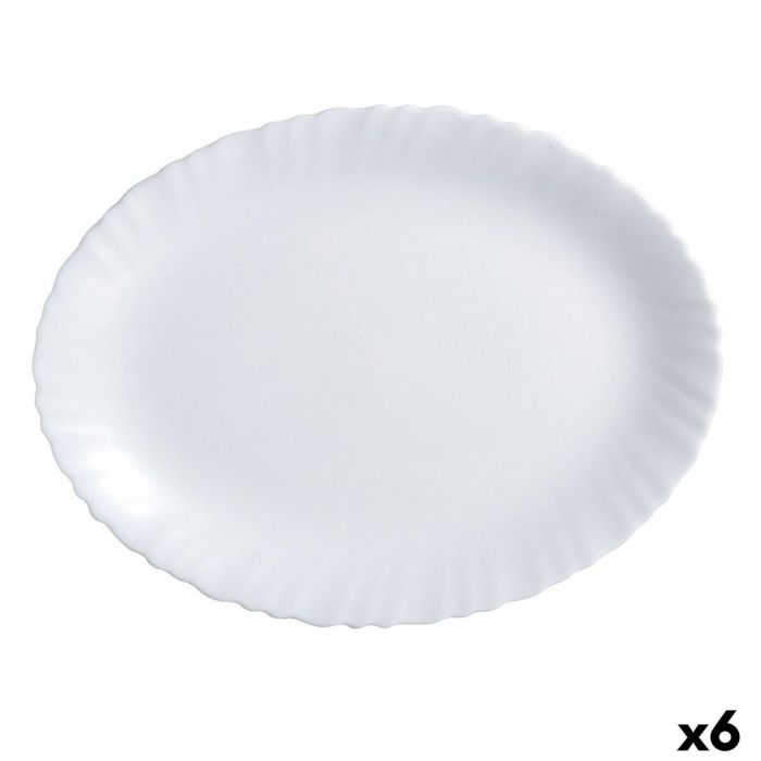 Fuente de Cocina Luminarc Feston Ovalado Blanco Vidrio (Ø 33 cm) (6 Unidades)