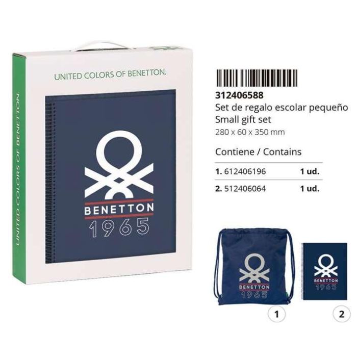 Set de Papelería Benetton Varsity Gris Azul marino 2 Piezas 2 Set de Papelería Benetton Varsity Gris Azul marino 2 Piezas 2