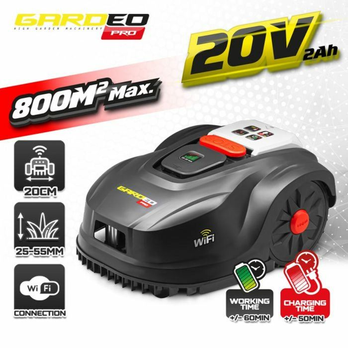 Gardeo GRO20V20WIFI-2A Robot cortacésped 20V 800m² programable con WiFi 5 Gardeo GRO20V20WIFI-2A Robot cortacésped 20V 800m² programable con WiFi 5