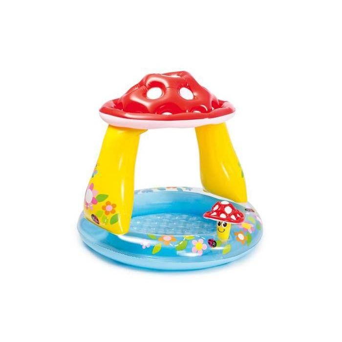 Intex Piscina Hinchable Ombrelle Champignon para Niños y Bebés, Diseño Champiñón con Parasol, 102x89 cm, Capacidad 45 Litros
