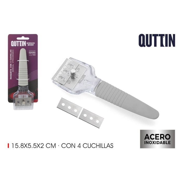 Rasqueta para vitrocerámica con cuchillas - 4 piezas - Quttin (24 Unidades) Rasqueta para vitrocerámica con cuchillas - 4 piezas - Quttin (24 Unidades)