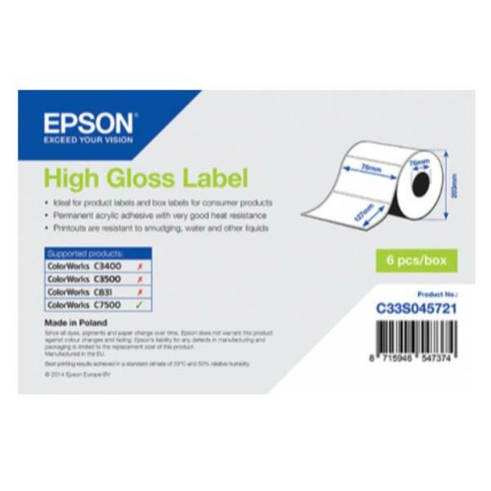 Etiquetas para Impresora Epson C33S045721 Blanco Brillante (1 unidad) 2 Etiquetas para Impresora Epson C33S045721 Blanco Brillante (1 unidad) 2