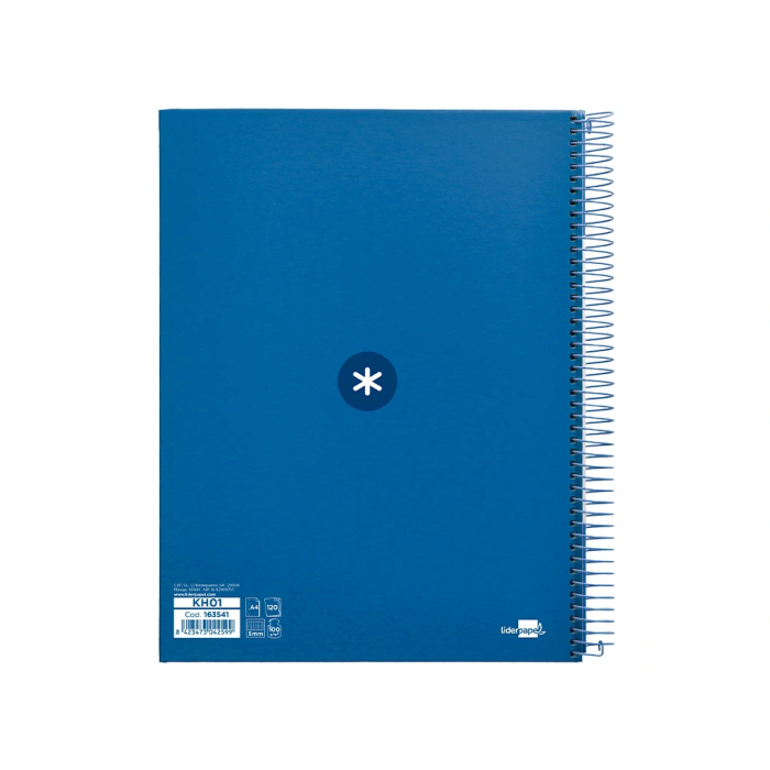 Antartik Cuaderno espiral A4 micro forrado 120 hojas 90gr cuadro 5mm 5 bandas azul marino 7
