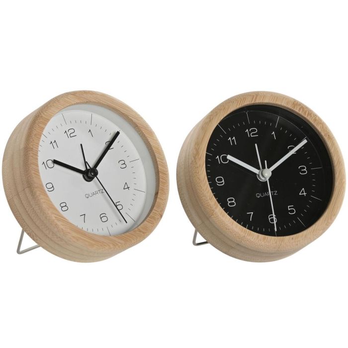 Reloj Despertador Basicos DKD Home Decor Blanco Negro 4.3 x 10 x 10 cm (2 Unidades)