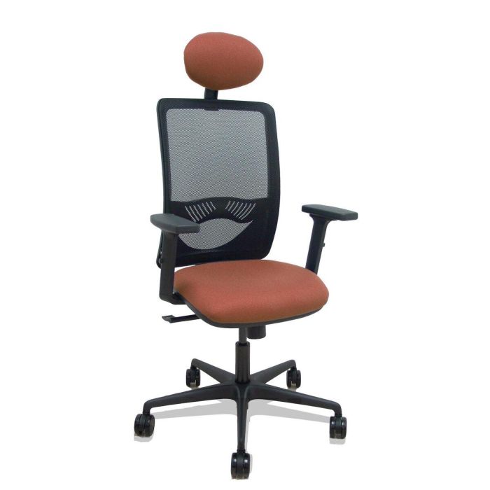 PIQUERAS Y CRESPO Silla Zulema sincro malla negra asiento bali marron brazos 2D ruedas 65mm cabecero PIQUERAS Y CRESPO Silla Zulema sincro malla negra asiento bali marron brazos 2D ruedas 65mm cabecero