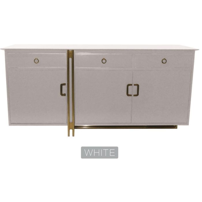 DKD Home Decor Estantería Oriental con 4 Estantes y 2 Cajones, Madera de Álamo y Metal Blanco Dorado, 160x180x35 cm 1