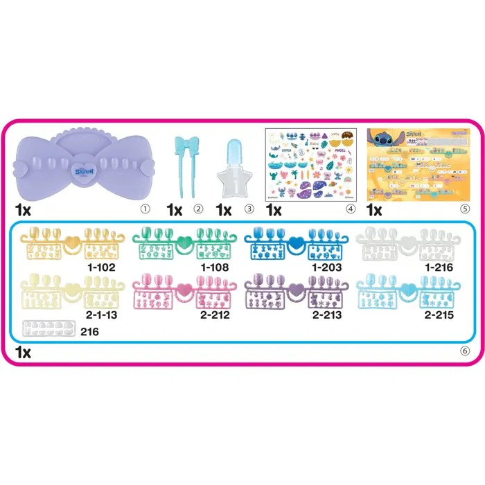 Aquabeads Kit Diseña Tus Uñas Stitch 35121 con Uñas y Decoraciones para +40 Diseños 3