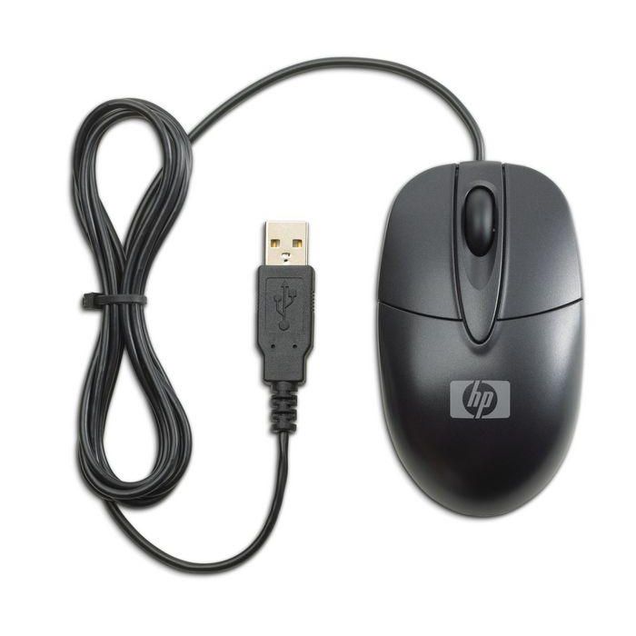 HP Ratón Óptico de Viaje USB con 2 Botones y Rueda, Precisión Óptica, incluye Adaptador USB a PS/2 para Portátiles