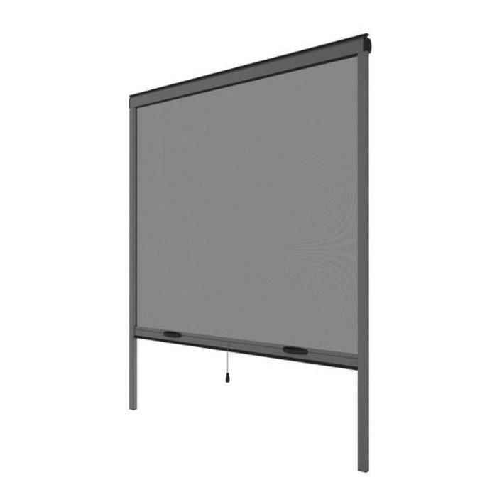 Mosquitera para ventana L125 x H145 cm en aluminio gris antracita - Cortable en ancho y alto 1