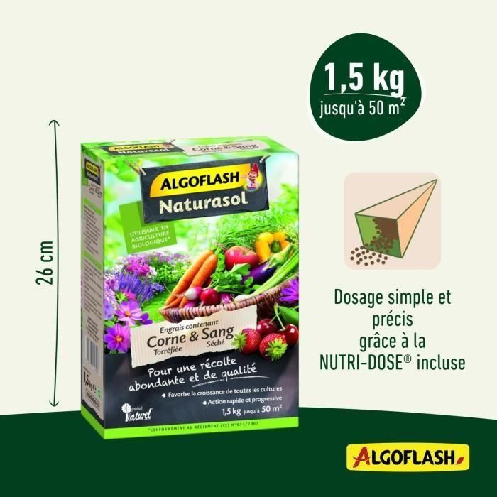 Algoflash Naturasol ACORNBIO15 - Abono de Cuerno Tostado y Sangre Seca 1,5kg 3 Algoflash Naturasol ACORNBIO15 - Abono de Cuerno Tostado y Sangre Seca 1,5kg 3