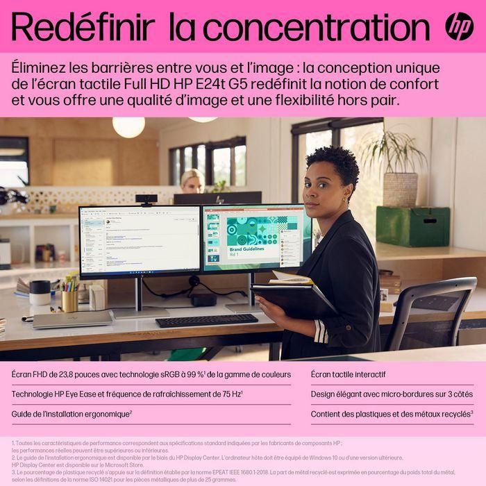 HP Monitor E24t G5 / 23,8" / FHD / HDMI-DisplayPort-USB(A)-USB(B) / Regulable Altura / Tactil 12 HP Monitor E24t G5 / 23,8" / FHD / HDMI-DisplayPort-USB(A)-USB(B) / Regulable Altura / Tactil 12