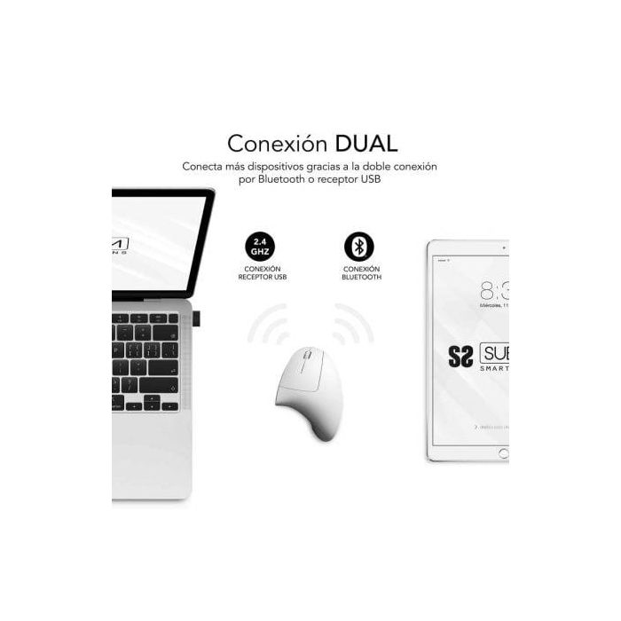 SUBBLIM Ratón GLIDE VERTICAL ERGO DUAL MOUSE BATTERY WHITE 1 SUBBLIM Ratón GLIDE VERTICAL ERGO DUAL MOUSE BATTERY WHITE 1
