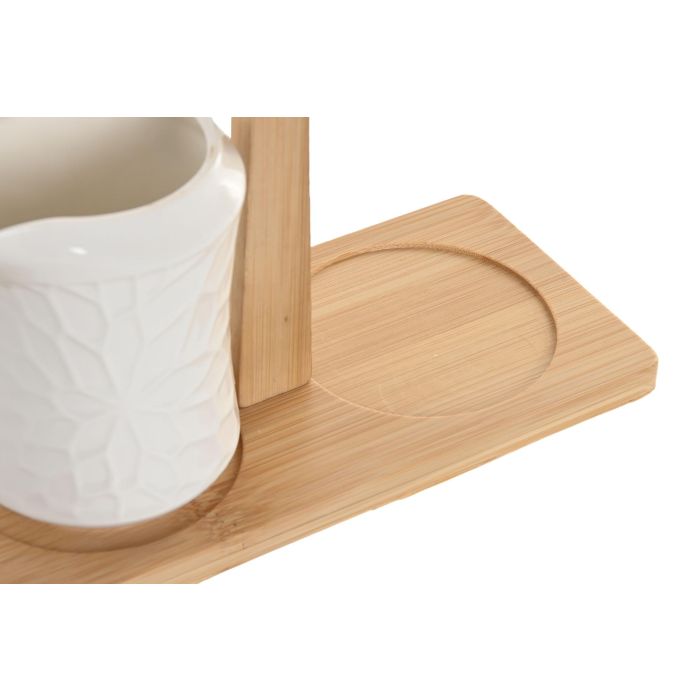Azucarero Home ESPRIT Blanco Bambú Porcelana 19,5 x 9 x 17 cm 2 Piezas 1
