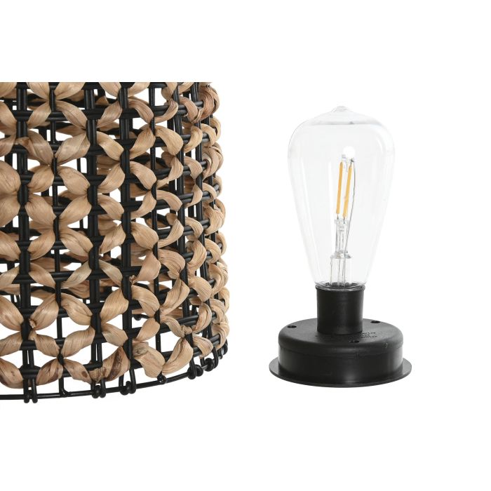 DKD Home Decor Lámpara Solar Terraza y Jardín Marrón Negro Junco LED Set de 3 (2 Unidades) 29 x 35 x 29 cm