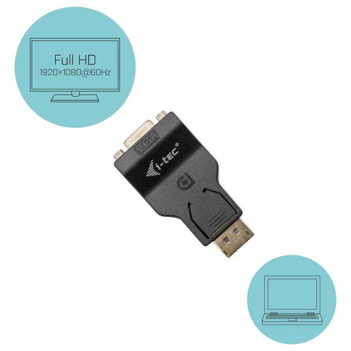 Adaptador DisplayPort a VGA i-Tec DP2VGAADA Negro Adaptador DisplayPort a VGA i-Tec DP2VGAADA Negro