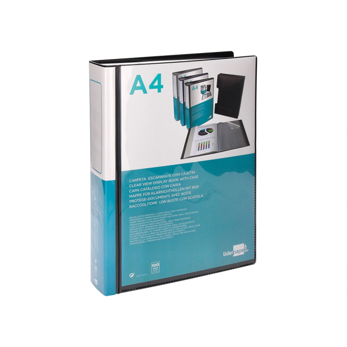 Liderpapel Carpeta 37865 Personaliza 100 Fundas Polipropileno DIN A4 Negra con Cajetín 5
