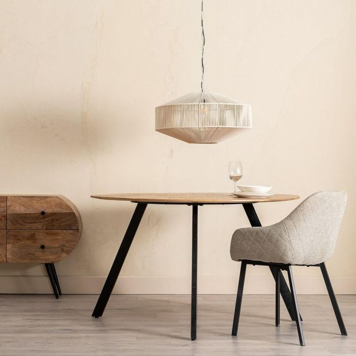 Mesa de Comedor 130 x 130 x 77 cm Natural Negro Madera Hierro 1 Mesa de Comedor 130 x 130 x 77 cm Natural Negro Madera Hierro 1