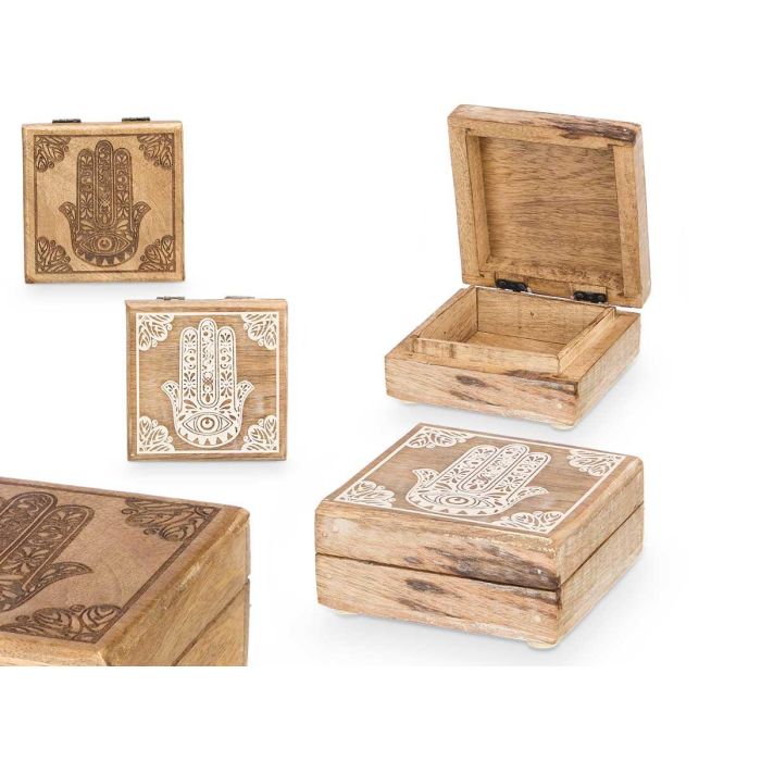 Caja Cuadrada Pequeña Hamsa - Giftdecor - 10x4x10 cm - Madera - Colores Surtidos (24 Unidades) Caja Cuadrada Pequeña Hamsa - Giftdecor - 10x4x10 cm - Madera - Colores Surtidos (24 Unidades)