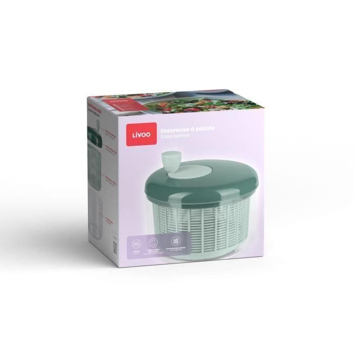 Centrifugadora de ensaladas - LIVOO - MEN433 - 3,5 L - Centrifugadora manual - Tapa con escurridor - Apto para lavavajillas 2 Centrifugadora de ensaladas - LIVOO - MEN433 - 3,5 L - Centrifugadora manual - Tapa con escurridor - Apto para lavavajillas 2
