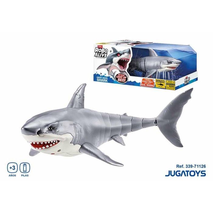 Juguete Interactivo - ZURU - Shark Attack Robo Alive - Gran Tiburón Blanco con Movimientos Realistas y Ojos Brillantes 1