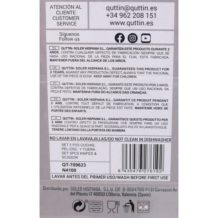 Set de 5 piezas Cuchillos y Tijera Nero - Quttin (4 Cajas) 2 Set de 5 piezas Cuchillos y Tijera Nero - Quttin (4 Cajas) 2