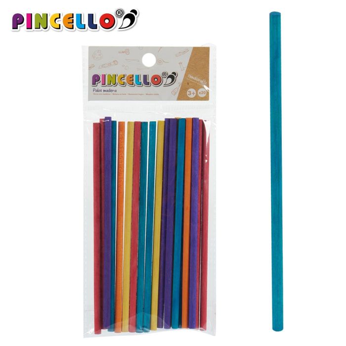 Set 20 Palos de Madera Redondos Pincello - 0.5x20.5x9.5 cm, Surtido Colores (48 Unidades) 1 Set 20 Palos de Madera Redondos Pincello - 0.5x20.5x9.5 cm, Surtido Colores (48 Unidades) 1