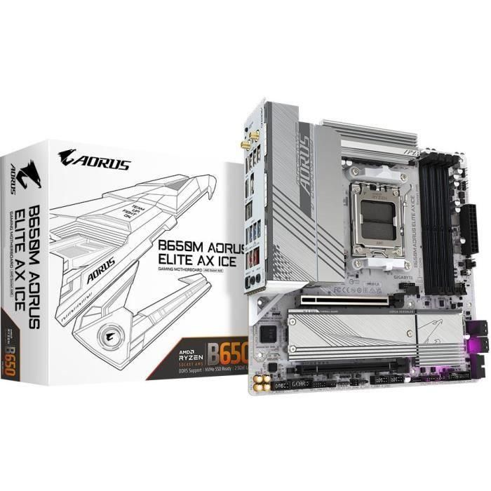 Gigabyte Placa base B650M AORUS ELITE AX ICE Micro ATX con Wi-Fi 6E y soporte DDR5 hasta 8000 MHz 0 Gigabyte Placa base B650M AORUS ELITE AX ICE Micro ATX con Wi-Fi 6E y soporte DDR5 hasta 8000 MHz 0