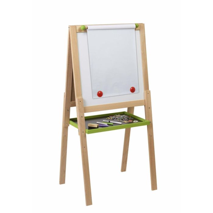 Jeujura JEU3225280876306 Pizarra de Madera Multifuncional Grande con Dibujo, Tiza y Lado Magnético Blanco 1