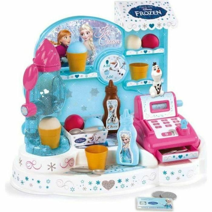 Smoby - Frozen - Heladería - Caja registradora para niños - 22 accesorios + 1 figura de Olaf