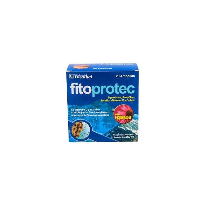 YNSADIET Fito Protec con Echinacea 20 Ampollas. Soporte Inmune con Vitamina C y Cobre