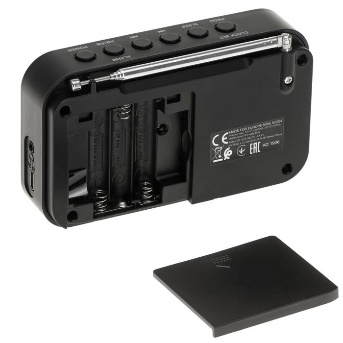 Adler Radio digital PLL AM/FM AD1906 con sintonización automática, pantalla LCD, reloj y alarma, USB-C/Batería, 12,5 x 3 x 7,5 cm 4
