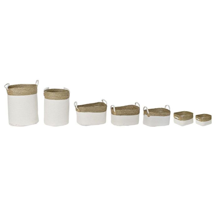 Juego de Cestas DKD Home Decor Blanco Algodón Fibra natural (41 x 41 x 52,5 cm) (7 Piezas) 3 Juego de Cestas DKD Home Decor Blanco Algodón Fibra natural (41 x 41 x 52,5 cm) (7 Piezas) 3