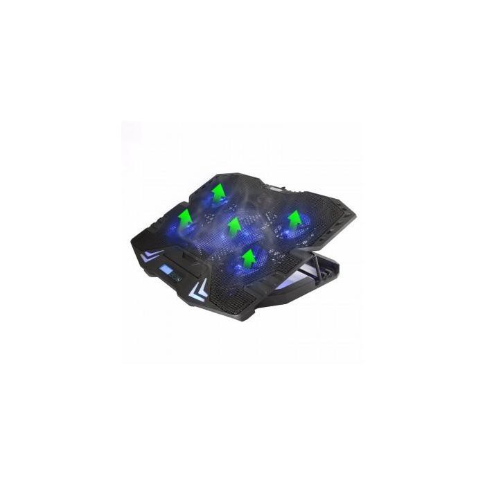 Ewent Soporte Base Refrigeración para Ordenador Portátil con 5 Ventiladores Silenciosos, Ajustable hasta 17 Pulgadas, USB 3