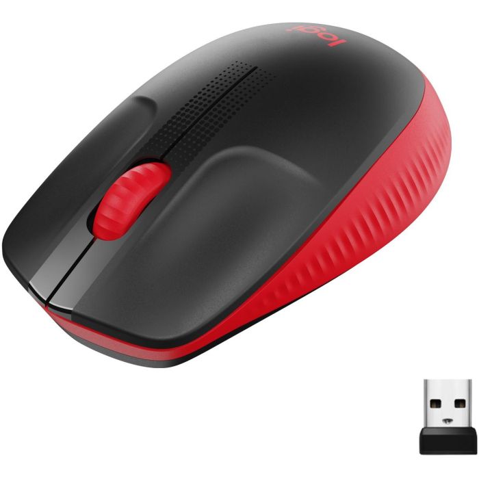 Logitech M190 Ratón Inalámbrico de Tamaño Completo, RF, Diseño Ergonómico para Manos Medianas-Grandes, Rojo, 18 Meses Batería, Seguimiento Preciso 1