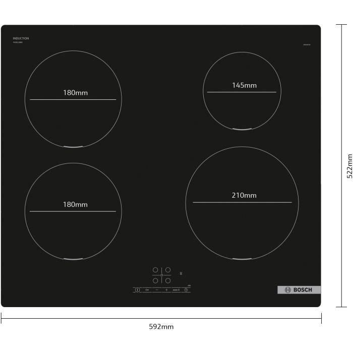 Placa de inducción BOSCH SER4 4 fuegos 4600 W 59,2 x 52,2 cm PUE611BB5H Negro 3 Placa de inducción BOSCH SER4 4 fuegos 4600 W 59,2 x 52,2 cm PUE611BB5H Negro 3