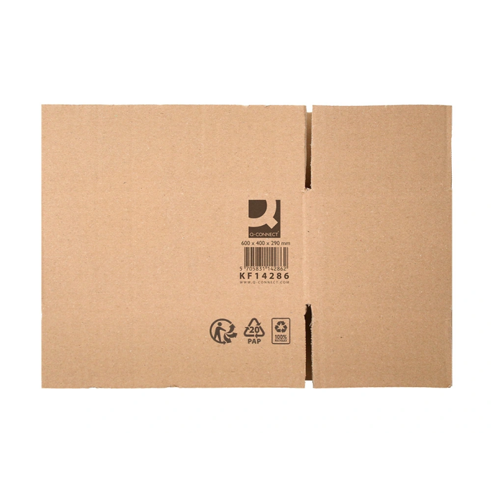 Q-connect Caja de embalar ultrarresistente cartón reciclado canal doble 7mm kraft 600x400x290 mm 1 Q-connect Caja de embalar ultrarresistente cartón reciclado canal doble 7mm kraft 600x400x290 mm 1