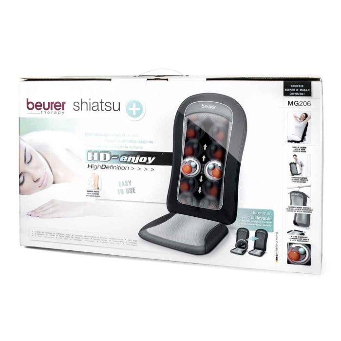 Beurer MG-206 Funda de Asiento de Masaje Shiatsu con Función Calor, 2 Niveles de Intensidad, 3 Zonas de Masaje, Color Negro 1 Beurer MG-206 Funda de Asiento de Masaje Shiatsu con Función Calor, 2 Niveles de Intensidad, 3 Zonas de Masaje, Color Negro 1