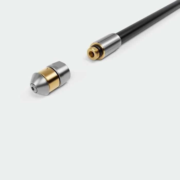 Karcher Desatascador de desagües 7,5 m con manguera reforzada y 2 boquillas (360° y convencional) para limpieza de tuberías e hidrolimpiadoras. 1