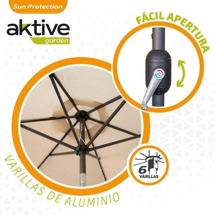 Parasol 300 cm con chimenea y luces led solares 140x15 cm 2 Parasol 300 cm con chimenea y luces led solares 140x15 cm 2