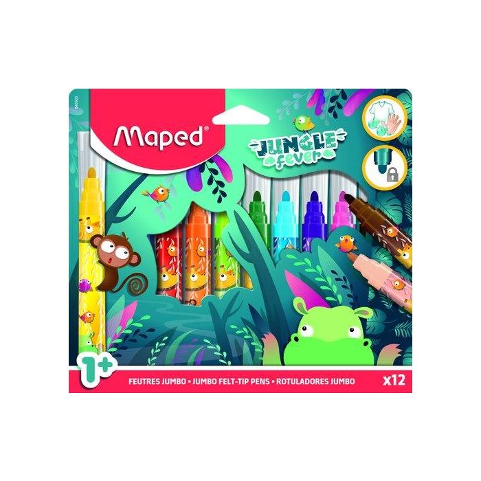 Rotulador Fibra Maped Jungle Fever Jumbo Estuche De 12