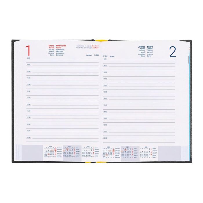 Agenda Encuadernada Liderpapel Corfu A5 2025 Dia Pagina Color Negro Papel 60 gr 8