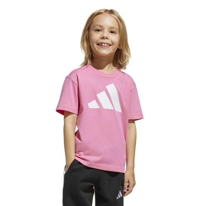 Camiseta de Manga Corta Infantil Adidas Essentials Big Logo Blanco Rosa S 3