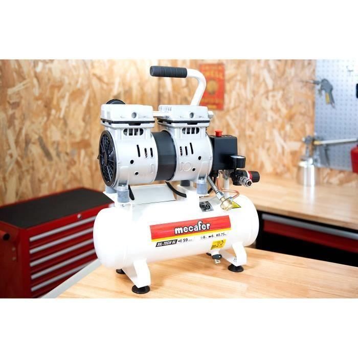 MECAFER Compresor silencioso - 425513 - 6L - 0.5HP - Gris 1 MECAFER Compresor silencioso - 425513 - 6L - 0.5HP - Gris 1