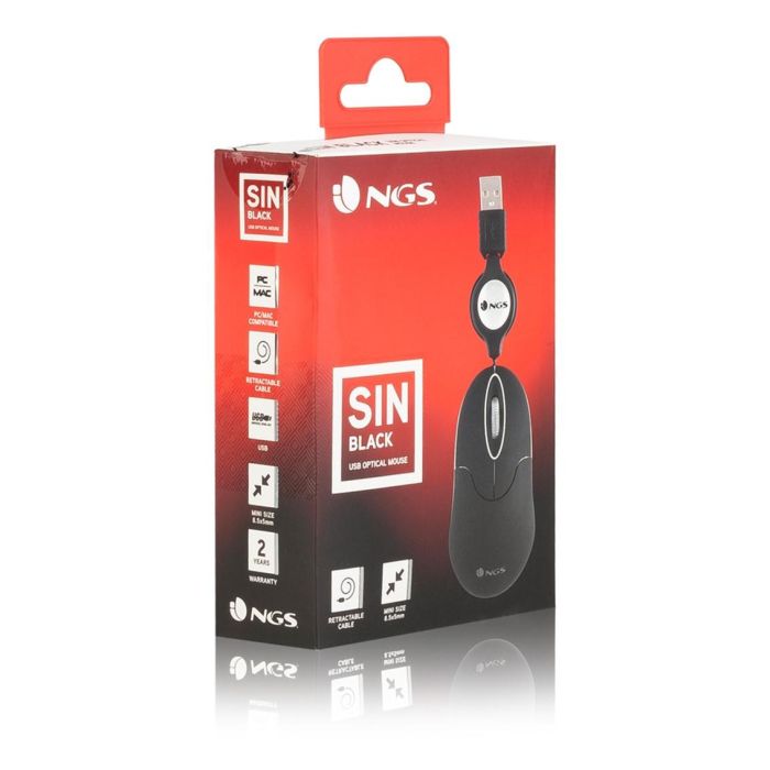NGS SIN Ratón Óptico USB con Cable, 1000 DPI, 3 Botones, Retráctil, Negro 7 NGS SIN Ratón Óptico USB con Cable, 1000 DPI, 3 Botones, Retráctil, Negro 7