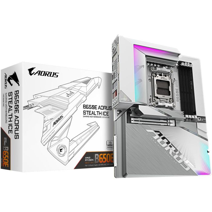 GIGABYTE B650E AORUS STEALTH ICE Placa Base AM5/DDR5/ATX para AMD Ryzen 7000/8000/9000 con WiFi 7, PCIe 5.0 0 GIGABYTE B650E AORUS STEALTH ICE Placa Base AM5/DDR5/ATX para AMD Ryzen 7000/8000/9000 con WiFi 7, PCIe 5.0 0