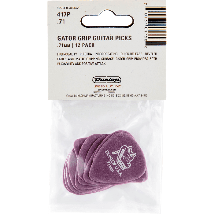 Dunlop Gator Grip Púas Guitarra Plectros 0,71Mm Pack 12 Unidades 4 Dunlop Gator Grip Púas Guitarra Plectros 0,71Mm Pack 12 Unidades 4