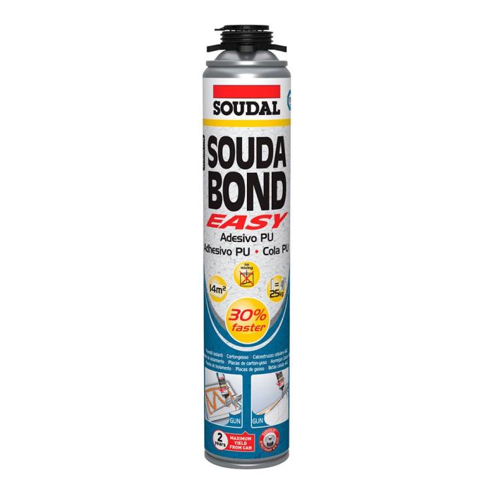 Soudal Espuma Adhesiva de Poliuretano Soudabond Easy para Pistola 750 ml - Rápida y Fácil Uso, Pegado de Paneles y Bloques