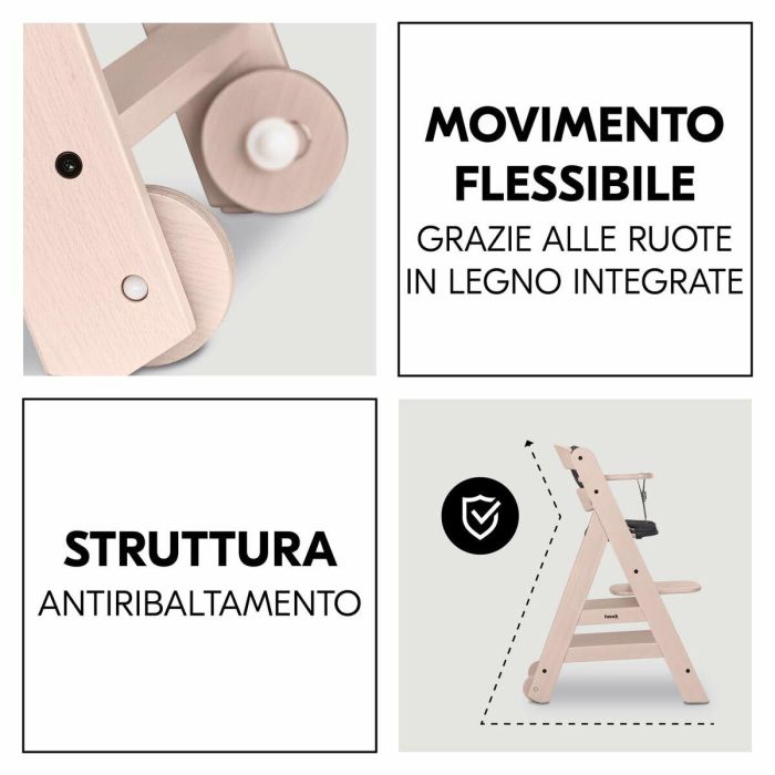 Hauck Trona Evolutiva Beta+ Madera FSC Arnés 5 Puntos Ruedas De 6 Meses a 90 kg HAU1715730458756 Blanca 14